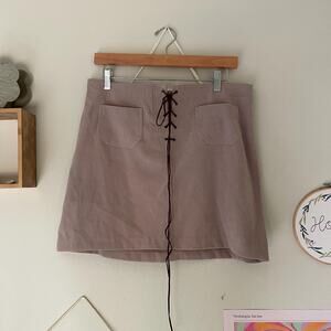 vintage 90s does the 70s La Belle lace up boho mini skirt